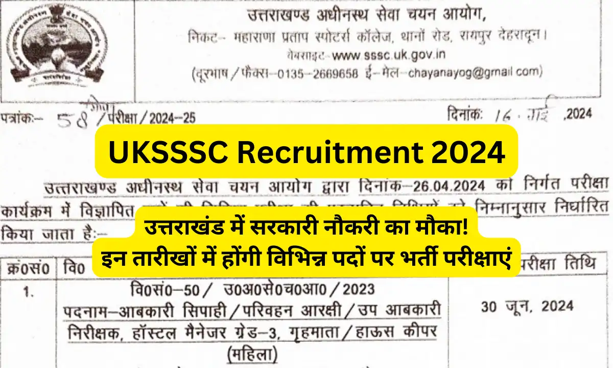 UKSSSC Recruitment 2024